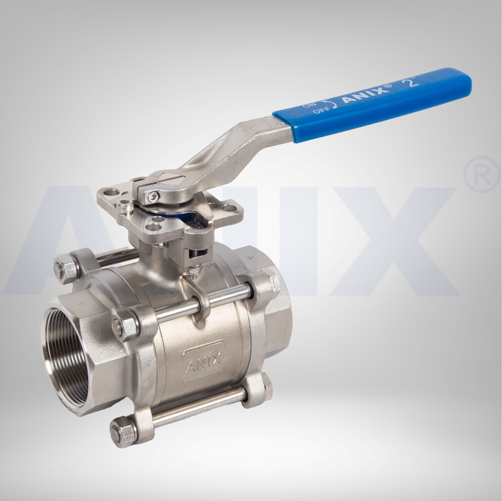 Picture of ANIX Stainless Steel 3-Piece Ball Valve 1000# NPT Threaded with Direct Mount Pad